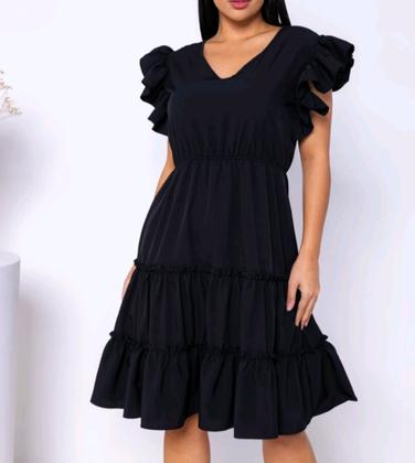 Imagem de Vestido feminino curto Três Marias cavado babado roupas femininas