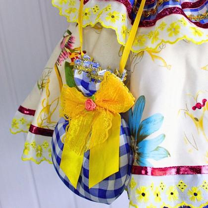 Imagem de Vestido Feminino Infantil de Festa Junina Candinha Com Bolsinha