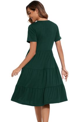 Imagem de Vestido feminino Jeqeocafy com decote em V, fluído, manga curta de verão 2025