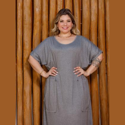 Imagem de Vestido Feminino Longo Com Bolso Sobreposto Plus Size