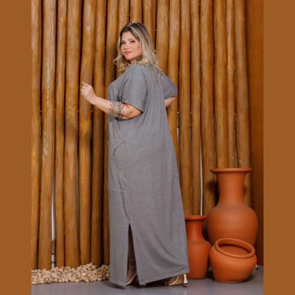 Imagem de Vestido Feminino Longo Com Bolso Sobreposto Plus Size