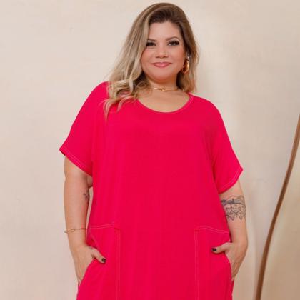 Imagem de Vestido Feminino Longo Com Bolso Sobreposto Plus Size