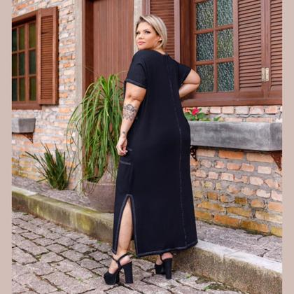 Imagem de Vestido Feminino Longo Com Bolso Sobreposto Plus Size