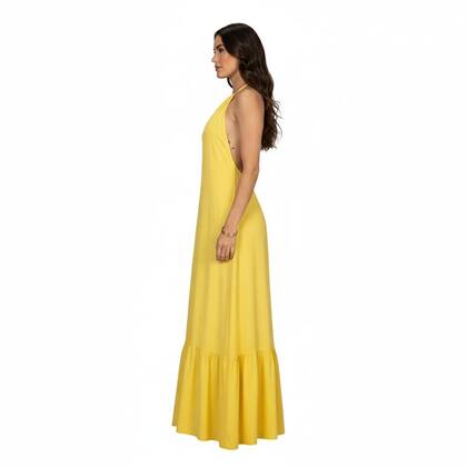 Imagem de Vestido Feminino Longo de Alça Frente Unica com Decote nas Costas .