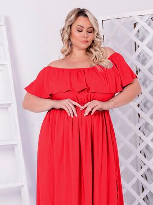 Imagem de Vestido feminino longo plus size festa fenda casamento convidada