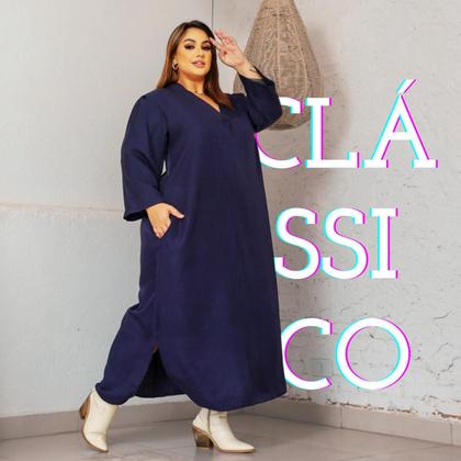 Imagem de Vestido Feminino Longo Plus Size Linho Soltinho Lia Rosa