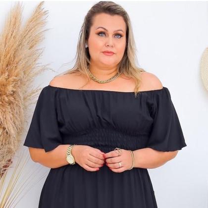 Imagem de Vestido Feminino Longo Plus Size Viscolinho Festa Passeio Casamento Madrinha Com Lastex E Fenda