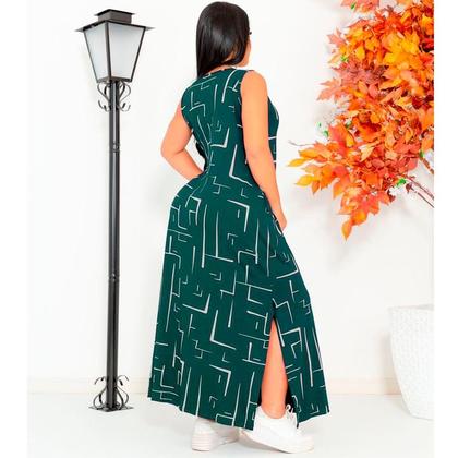 Imagem de Vestido Feminino Longo  Regata Com Bolso Plus Size Moda Despojada Mullet tendencia Fenda Lateral