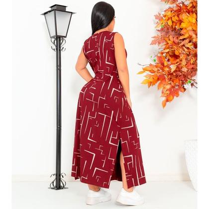Imagem de Vestido Feminino Longo  Regata Com Bolso Plus Size Moda Despojada Mullet tendencia Fenda Lateral