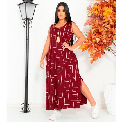 Imagem de Vestido Feminino Longo  Regata Com Bolso Plus Size Moda Despojada Mullet tendencia Fenda Lateral