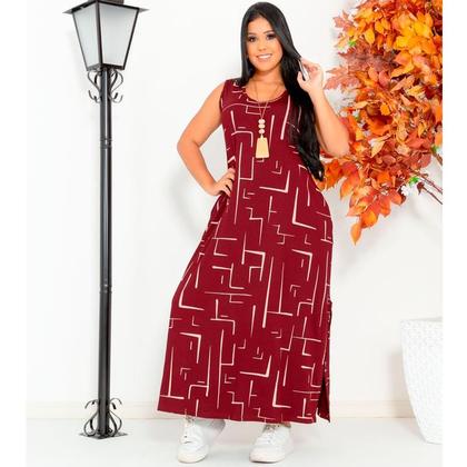 Imagem de Vestido Feminino Longo  Regata Com Bolso Plus Size Moda Despojada Mullet tendencia Fenda Lateral
