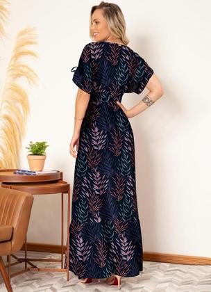 Imagem de Vestido Feminino Longo Tropical Com Amarrações Decote V