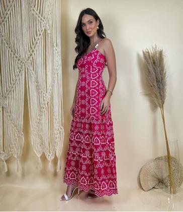 Imagem de Vestido Feminino Luxo Lese 100% bordado Alçinha Festa Lançamento verão 1412