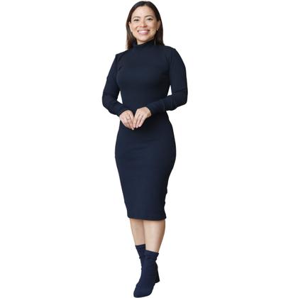 Imagem de Vestido Feminino Manga Longa com Gola Alta Preto