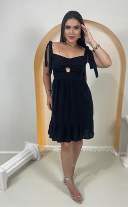Imagem de Vestido Feminino Midi Babado Lastex Costa e Alças Para Amarrar