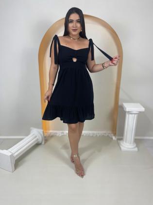 Imagem de Vestido Feminino Midi Babado Lastex Costa e Alças Para Amarrar