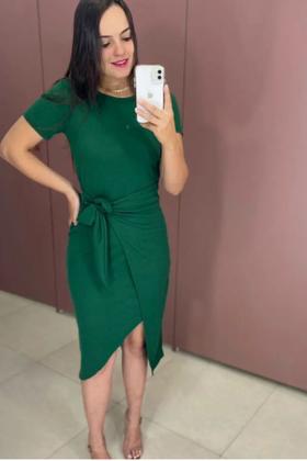 Imagem de Vestido Feminino Midi Canelado Com mangas