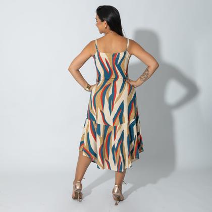 Imagem de Vestido Feminino Midi de Alça Estampado em Malha