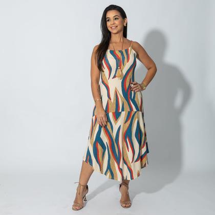 Imagem de Vestido Feminino Midi de Alça Estampado em Malha
