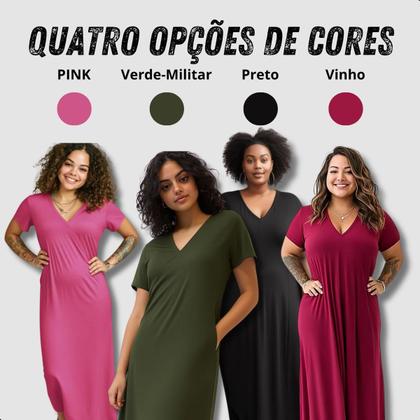 Imagem de Vestido Feminino Midi Longo Verão com Fenda e Bolsos 