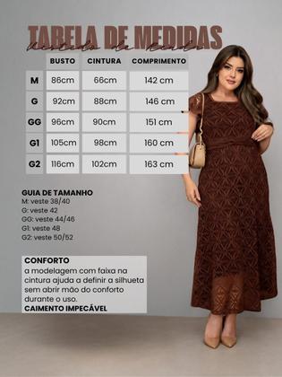 Imagem de Vestido Feminino Midi Renda de Festa Casamento Madrinha Elegante Rodado Plus Size Cor:OffTamanho:M