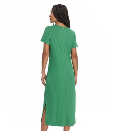 Imagem de Vestido Feminino Midi Ribana Canelada Básico Fenda Lateral