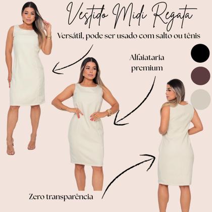 Imagem de Vestido Feminino Midi Tubinho Social Alfaiataria Luxo Plus