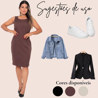 Imagem de Vestido Feminino Midi Tubinho Social Alfaiataria Luxo Plus