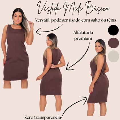 Imagem de Vestido Feminino Midi Tubinho Social Alfaiataria Luxo Plus