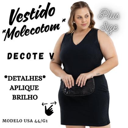 Imagem de Vestido Feminino Molecotom C/Aplique Casual Moda Plus Size Verão 41124A