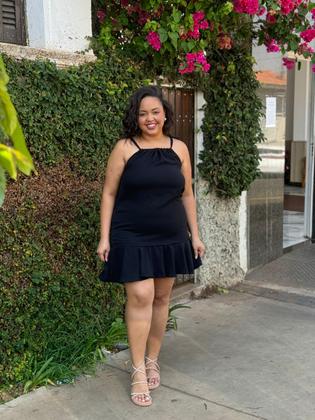Imagem de Vestido feminino plus size alcinha regulavel babado na barra duna festa casual