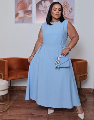 Imagem de Vestido Feminino Plus Size Casual Com Detalhes Na Cintura