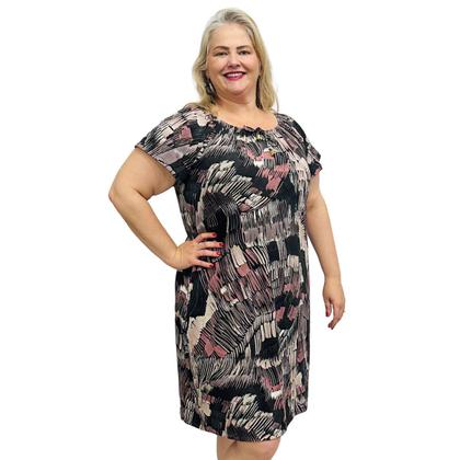Imagem de Vestido Feminino Plus Size Ciganinha Estampado Manga Curta Midi - estampa 05 - g2