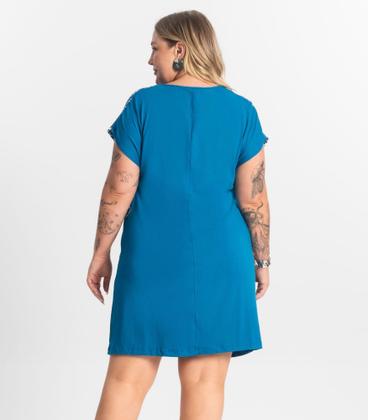 Imagem de Vestido Feminino Plus Size Estampado Secret Glam Azul