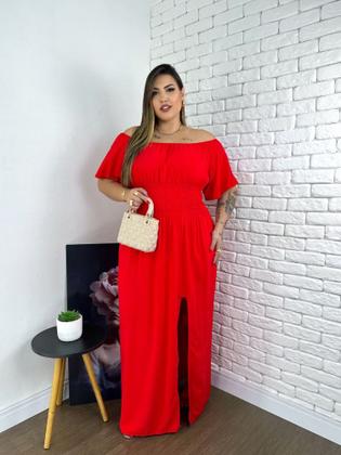 Imagem de Vestido feminino Plus Size Longo Com Fenda Festa Casamento