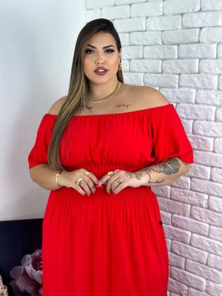 Imagem de Vestido Feminino Plus Size Longo Com Fenda Lateral