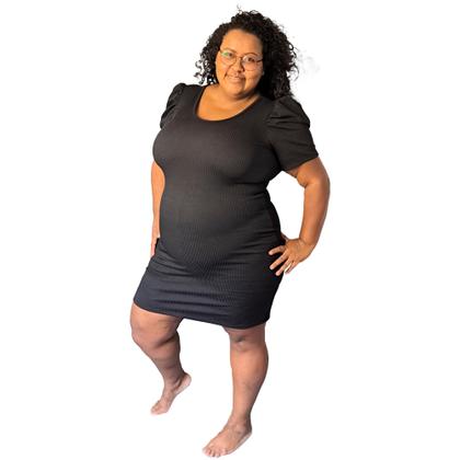 Imagem de Vestido Feminino Plus Size Manga Curta Bufante G1, G2 E G3