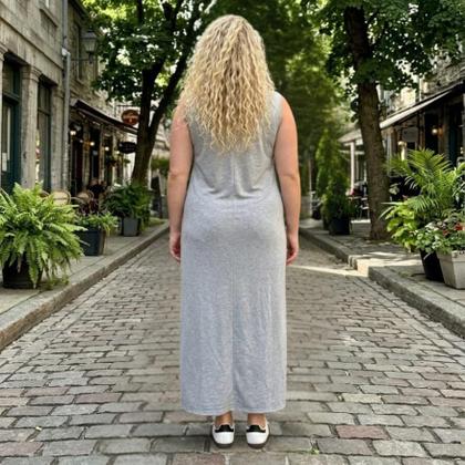 Imagem de Vestido feminino plus size midi casual fenda unilateral malha algodão moda evangelica