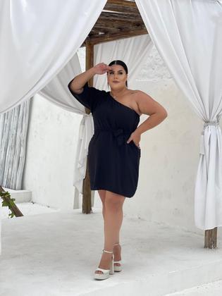 Imagem de Vestido feminino plus size mula manca com faixa 