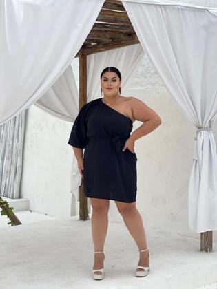 Imagem de Vestido feminino plus size mula manca com faixa 