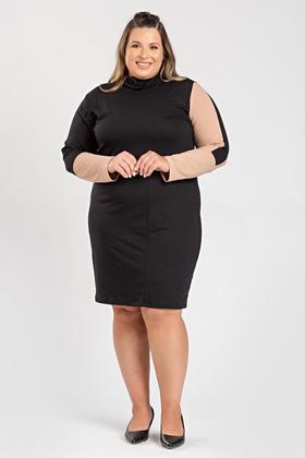 Imagem de Vestido Feminino Plus Size Viscose com Elastano Detalhes Mangas - Serena