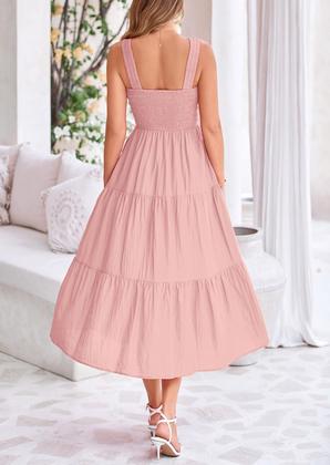 Imagem de Vestido feminino PRETTYGARDEN com blusa midi de verão rosa tamanho M