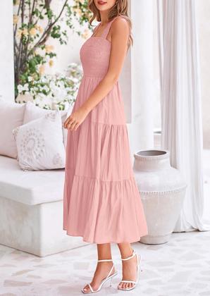 Imagem de Vestido feminino PRETTYGARDEN com blusa midi de verão rosa tamanho M