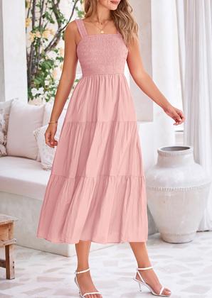 Imagem de Vestido feminino PRETTYGARDEN com blusa midi de verão rosa tamanho M