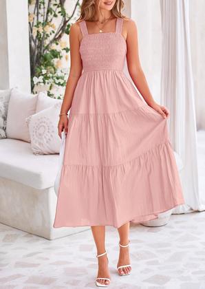 Imagem de Vestido feminino PRETTYGARDEN com blusa midi de verão rosa tamanho M