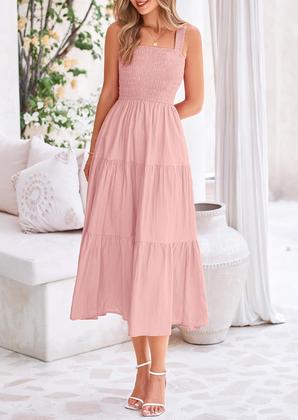 Imagem de Vestido feminino PRETTYGARDEN com blusa midi de verão rosa tamanho M