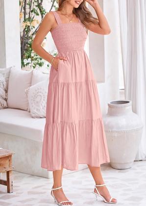 Imagem de Vestido feminino PRETTYGARDEN com blusa midi de verão rosa tamanho M