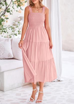 Imagem de Vestido feminino PRETTYGARDEN com blusa midi de verão rosa tamanho M