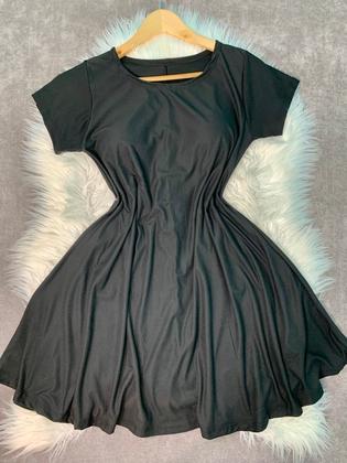 Imagem de Vestido Feminino Rodado de Manguinha Bolinha, Poá, Liso Malha Fria Envio Imediato All Curvo