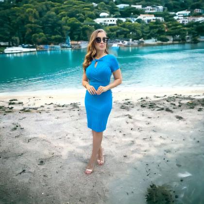 Imagem de Vestido Feminino Social MIdi Plus Size Moda Evangelica Liso luxo Festa 654